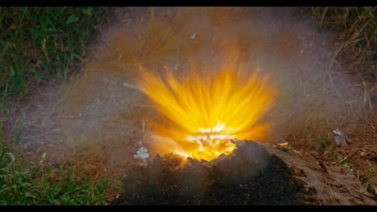 A photograph of an explosion created on impact
